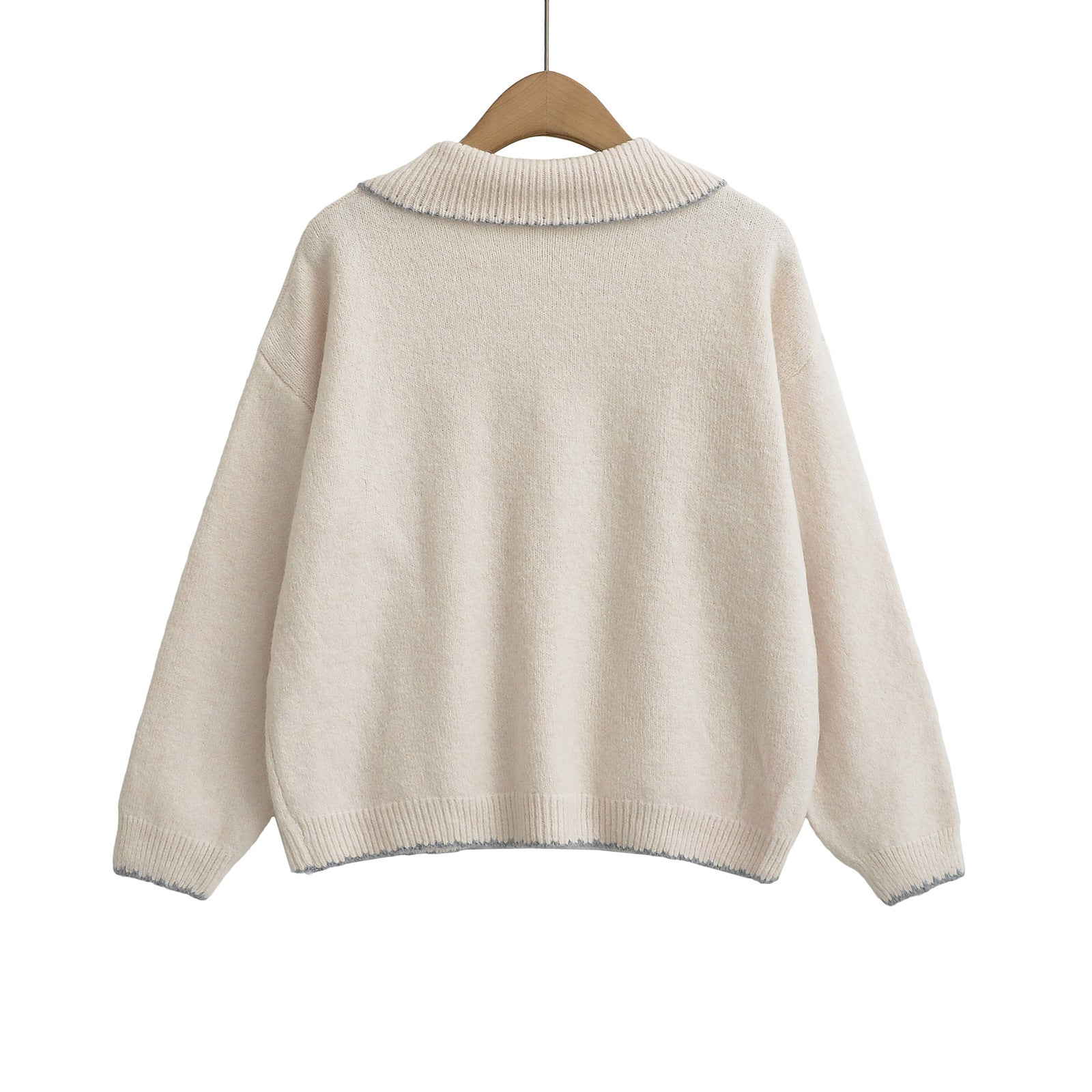 YALTEI Autumn New Women's Clothing European and American style French design sense fashion and versatile lapel long-sleeved wool knit sweater